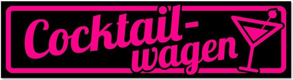Kiwistar - Autoaufkleber - Pink - Schwarz - 20 x 5,3 cm - Cocktailwagen mit Glas - Hinweis Aufkleber Sticker für Auto, Kfz, Fahrrad, PKW, LKW