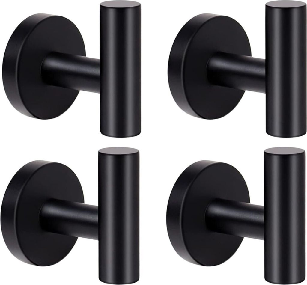 Badezimmerhaken, Set mit 4 Kleiderbügeln, schwarze LOFT-Halle