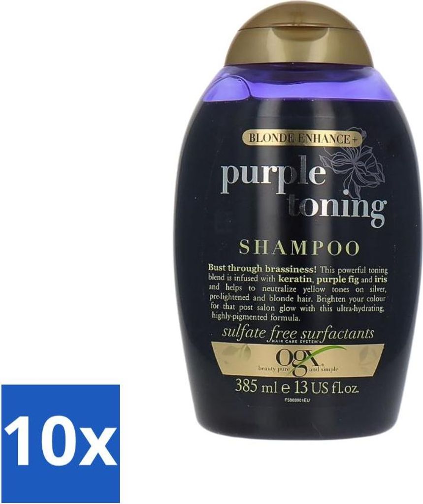 OGX Blonde Enhancer Purple Toning Shampoo für blondes Haar – 385 ml - Vorteilspack - 10 Stücke