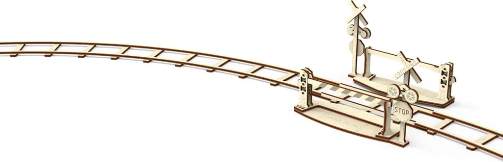 Grand puzzle 3D rails de train bois brun 164 cm avec intersection 3D