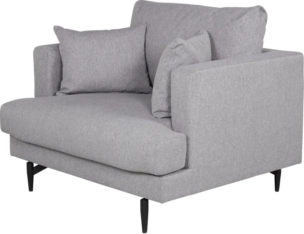 Fauteuil de Salon Confortable Sofia FURNLUX Tissu Gris et Noir 104cm