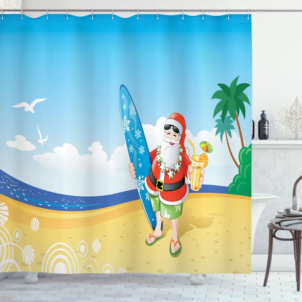 ABAKUHAUS Tenda Doccia Babbo Natale sulla Spiaggia 175x220cm