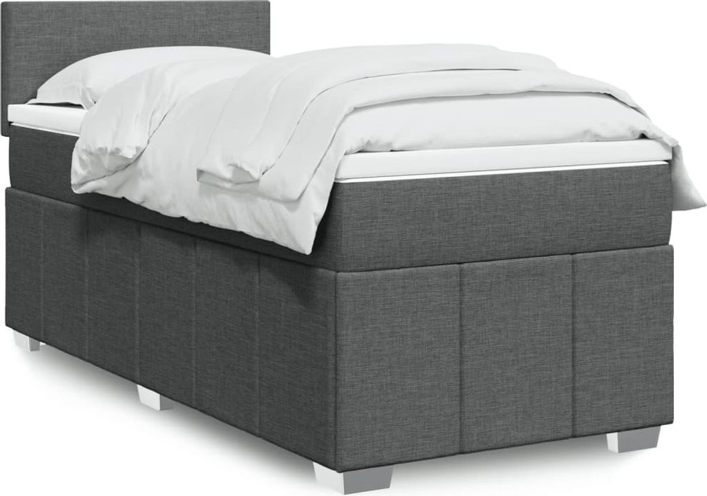 Boxspringbett mit Matratze Dunkelgrau 100x200 cm Stoff 3289273