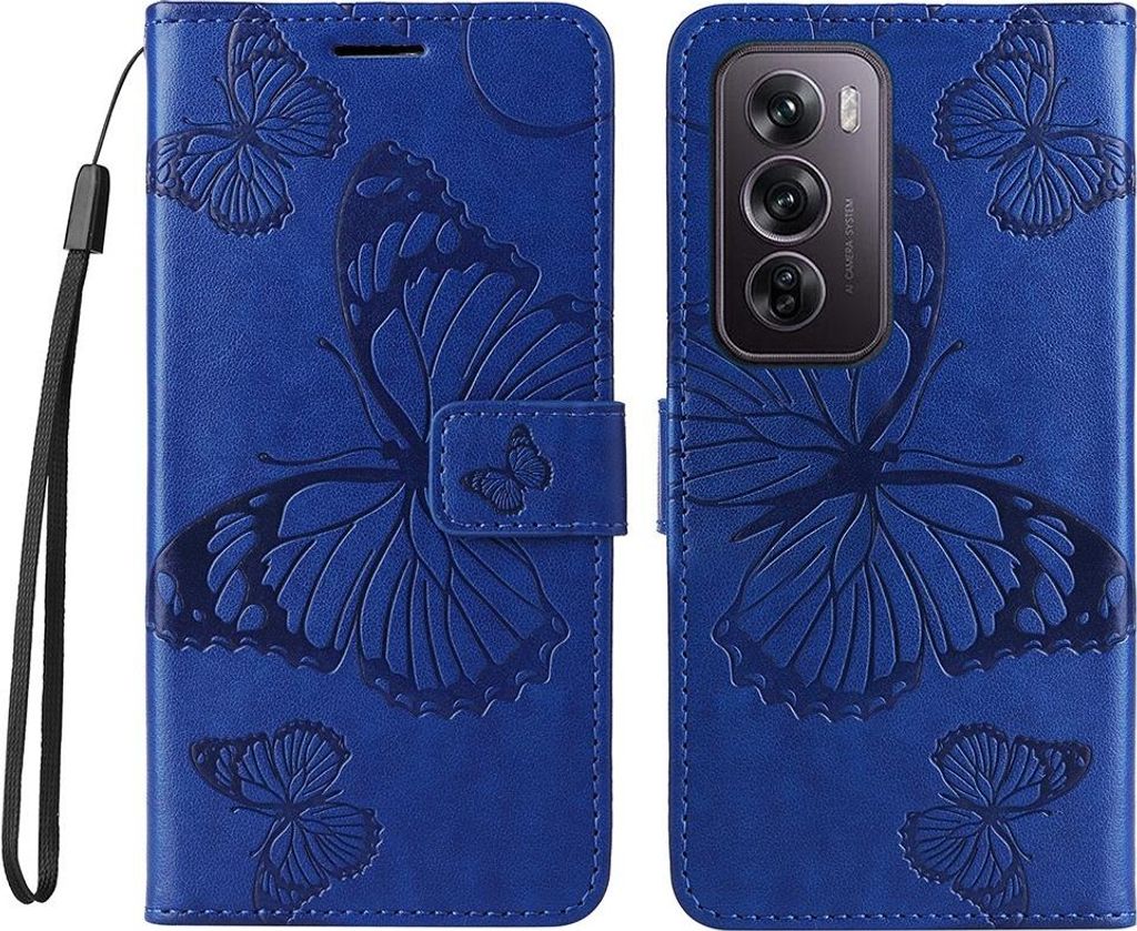 OPPO Reno12 Pro Hülle - Coverup Schmetterlinge Klapphülle - Blau