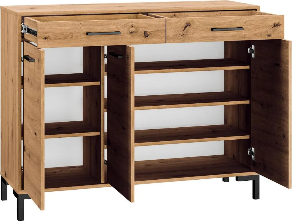 Commode de Salon Nevio 120cm Chêne Beige - Meuble de Rangement Chic - 2