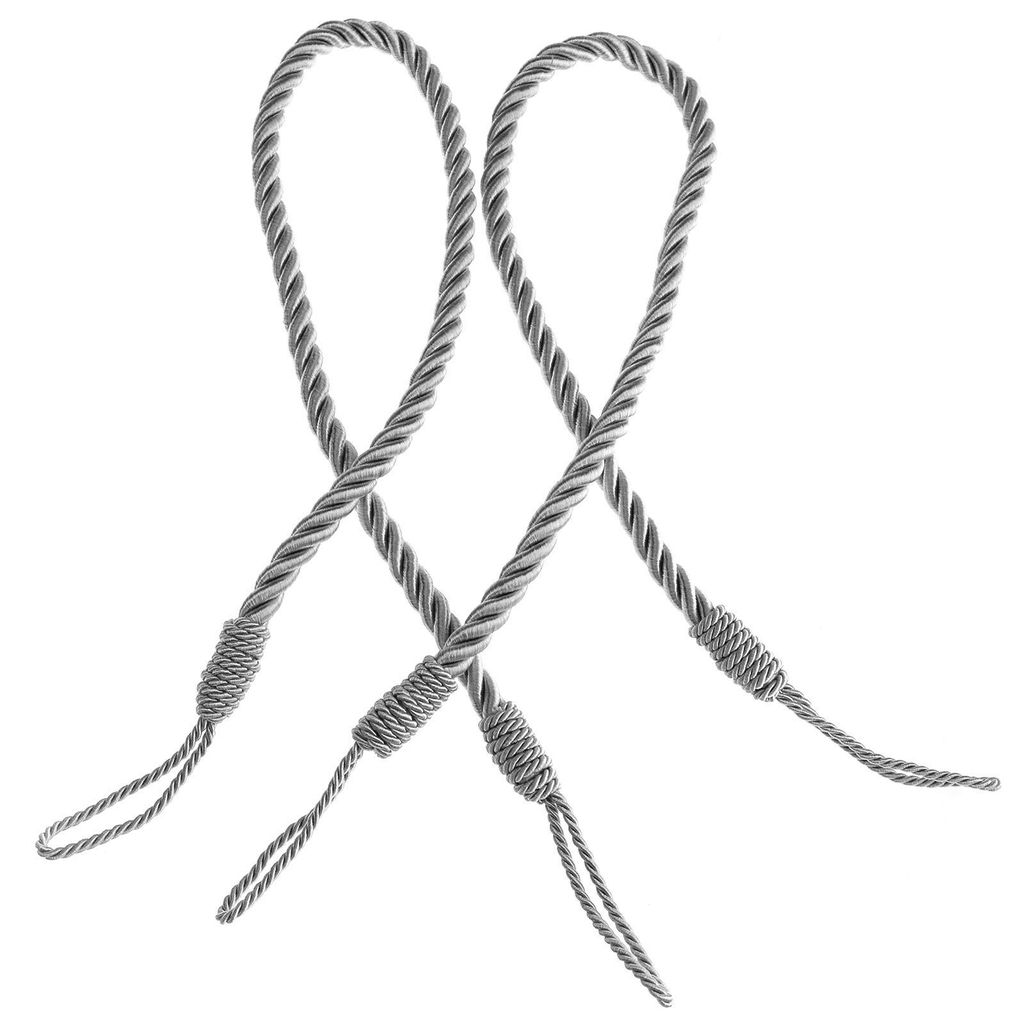 2-teiliges Gardinenset mit Raffhaltern, Kordelhaltern und Zierkordel, silberfarben
