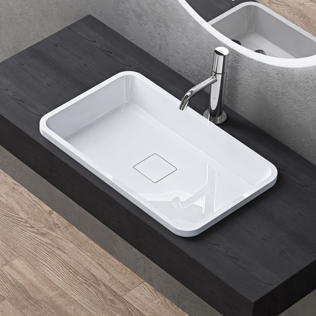doporro Vasque à Encastrer Lavabo Blanc 60 x 38 x 12cm Lave Image du produit 