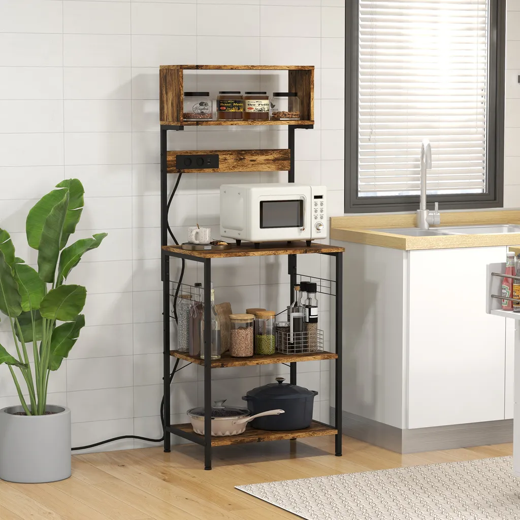 Meuble de Rangement Cuisine Industriel Buffet avec Étagère Ajustable
