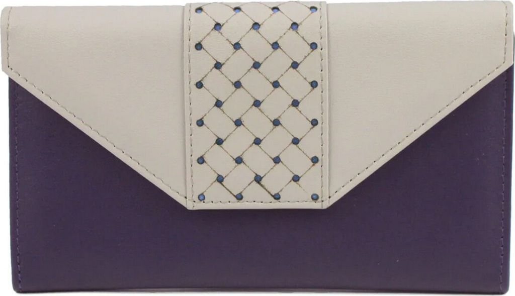 Eastern Counties Leather - "Donna" Leder Brieftasche Kontrasteinsatz EL374 (Einheitsgröße) (Violett/Elfenbein)