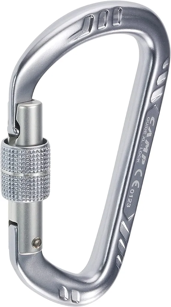 Mousqueton de Sécurité Guide XL Lock CAMP Argent pour Alpinisme et Relais