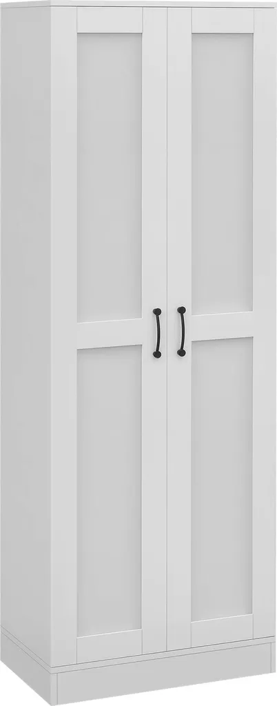 HOMCOM Armoire 2 Portes avec 4 Étagères 60x36,5x175 cm Blanche