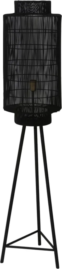 Lampadaire industriel métal noir Gruaro, luminaire trépied chic E27