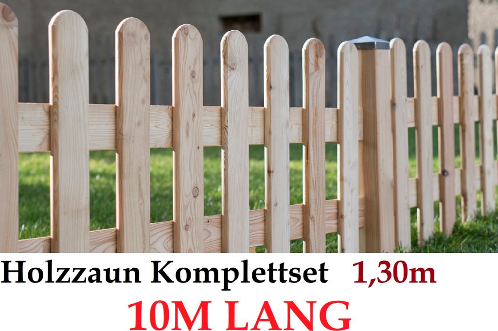 Gartenzaun 130cm x 10m Sibirische Lärche Form Zaun-Set