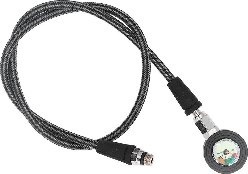 Manomètre plongée phosphorescent avec tuyau HP 80cm anti-torsion BCD