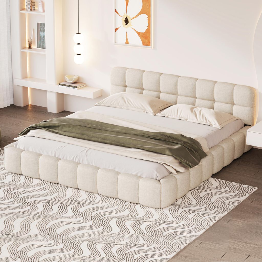 UnboxG Letto imbottito 140x200cm con rete a doghe, letto Immagine del prodotto 