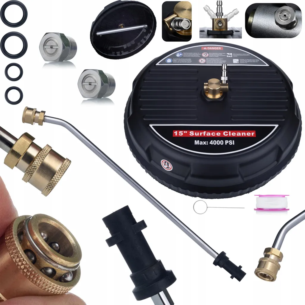 Rosfix JetLine Set T-Racer CleanPro 15” + Lancia da 34 cm – Ricambio per Idropulitrici Kärcher K2 – K7 | Pulitore per Superfici e Lancia Curva da 1/4”