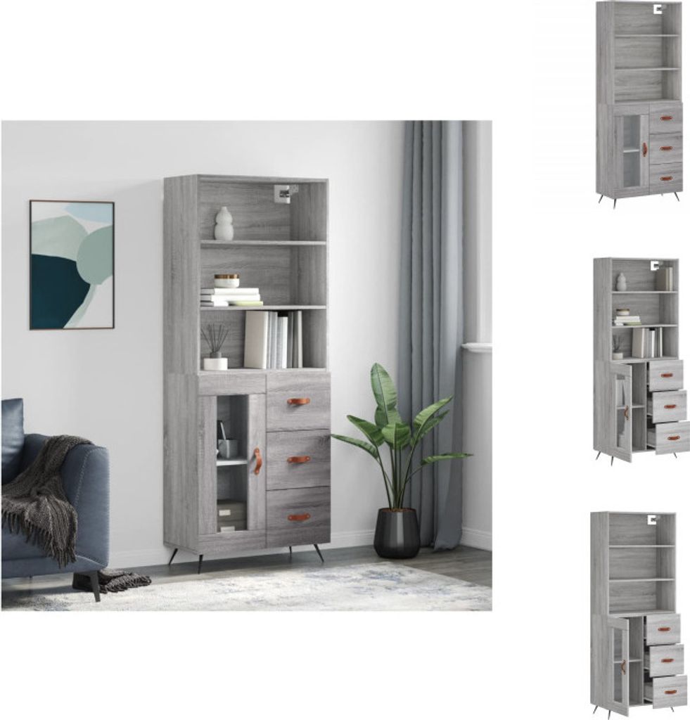 vidaXL Highboard Grau Sonoma 69,5x34x180 cm Holzwerkstoff - Sideboards