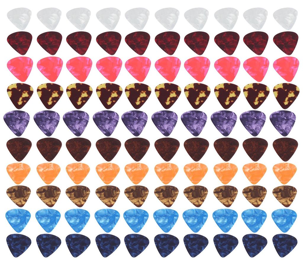 100 médiators pour guitare, colorés, en celluloïd, pour Image du produit 