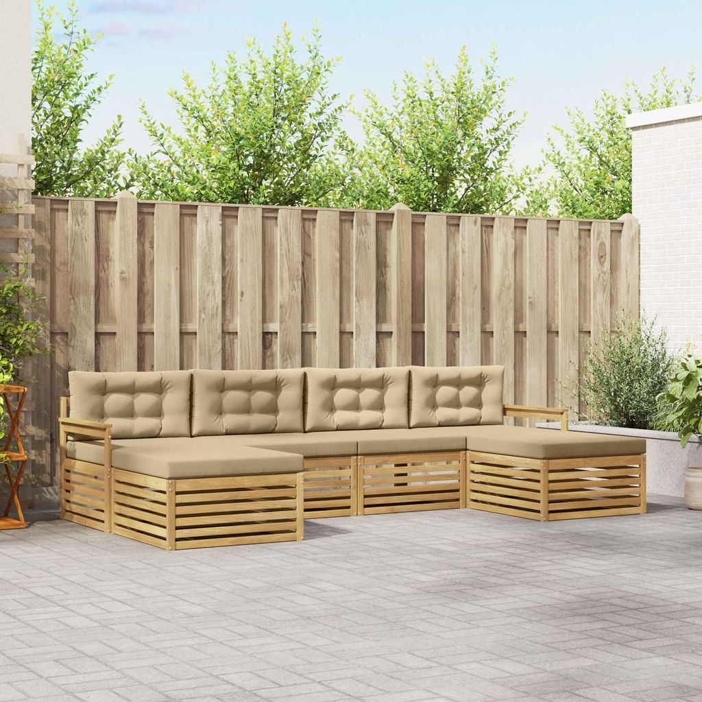 Möbel Sofagarnituren 6 pcs Weiß und Beige Massivholz AkazieGartensofas - Gartensofas c4168