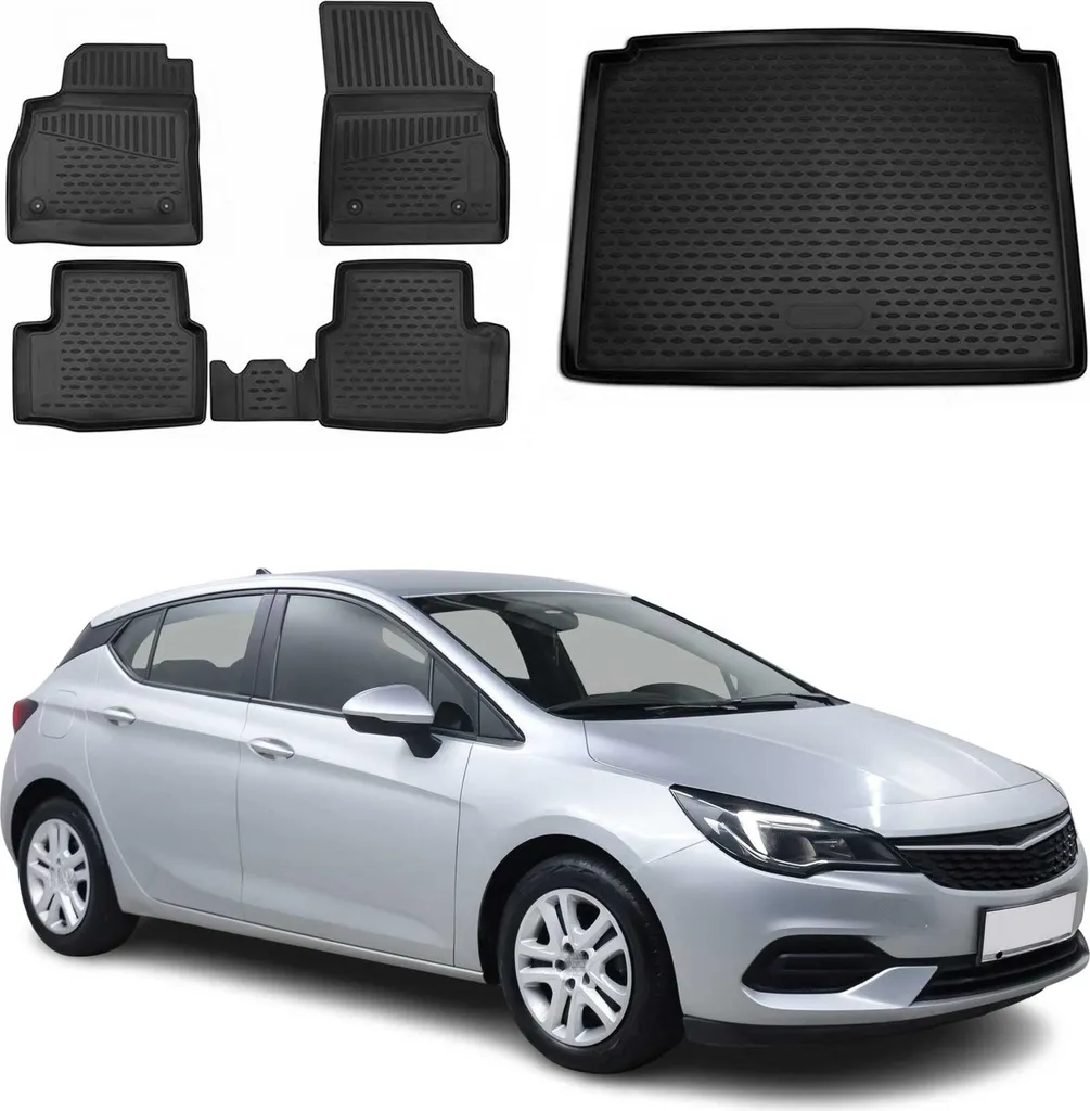 Set Su Misura Opel Astra K 2015-2021: Tappetini e Vasca Baule TPE