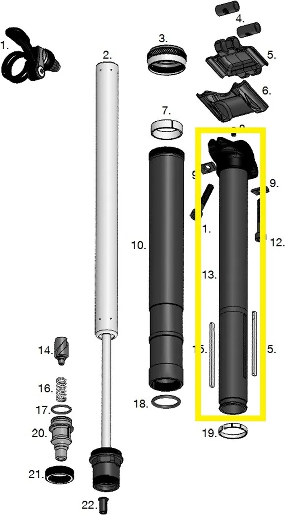 Cartouche Highline 2.0 Quill Assembly Level 7 fluide en 31.6 34.9mm