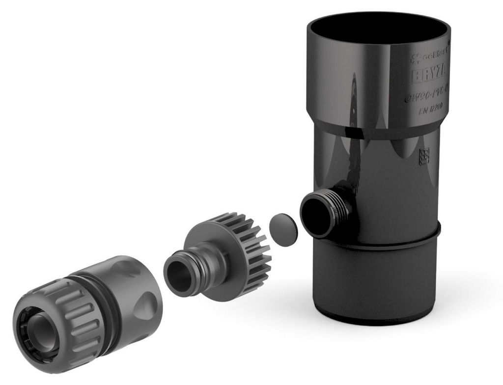 BRYZA Regenwassersammler Ø 63 mm mit 3/4" Gewinde, Schwarz Produktbild 