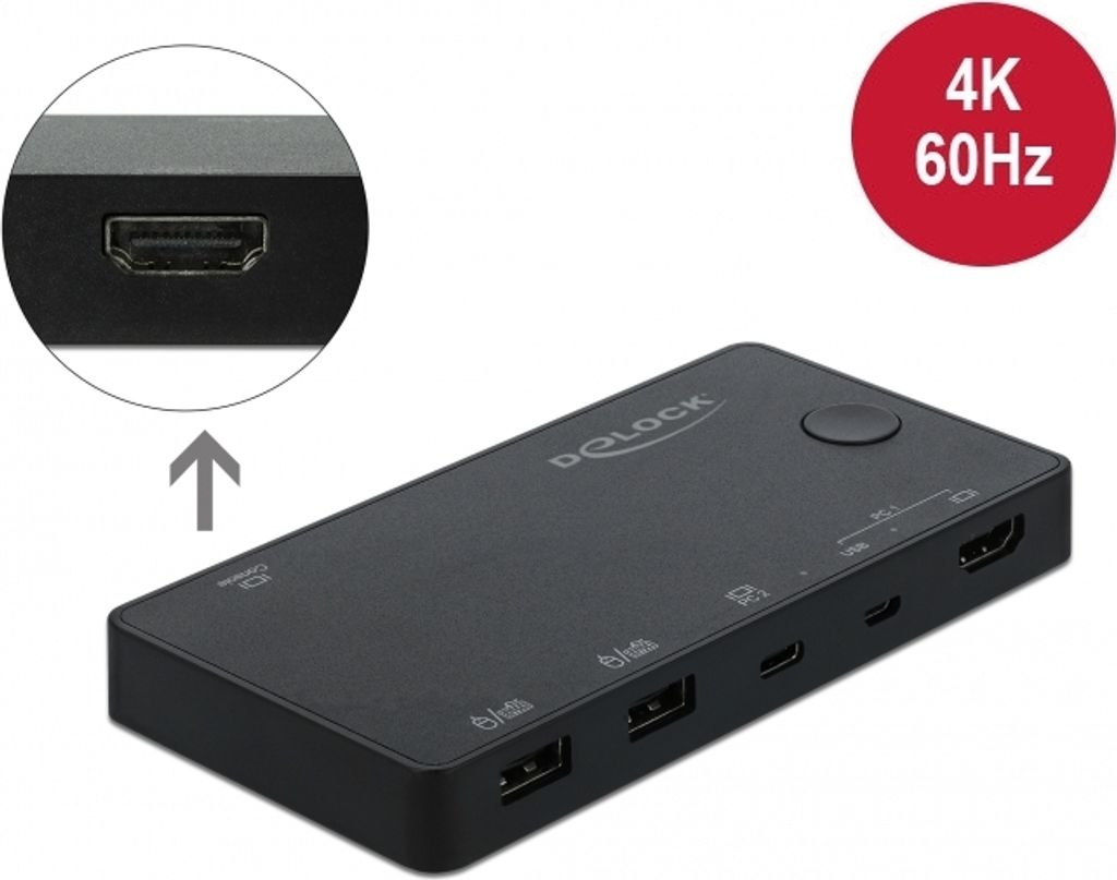 DELOCK Switch KVM HDMI / USB-C 4k 60Hz USB2.0