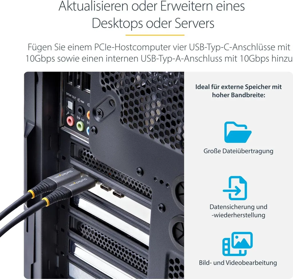 StarTech.com Carte PCIe USB 3.2 10Gbps - 4x USB-C et 1x USB-A Interne - 9