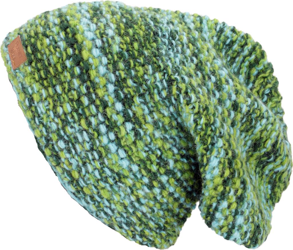 Beanie Mütze, Bunte Strickmütze, Nepalmütze - Grün, Uni, Wolle, Mützen