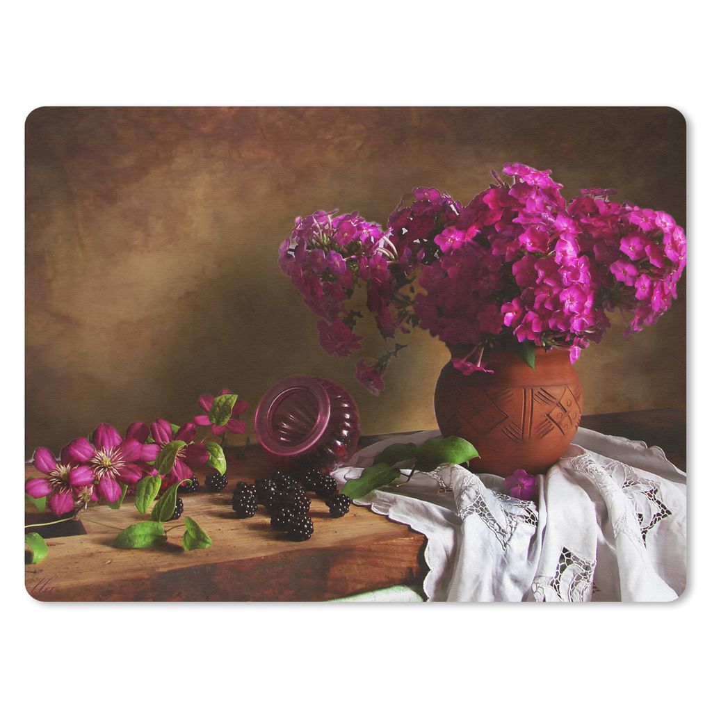 MuchoWow Mauspad Mousepad Rustikal - Blumen - Rosa - Vase - Stilleben 40x30 cm - Mousepads - Maus Mat - Pad - Mausunterlage - Anti Rutsch