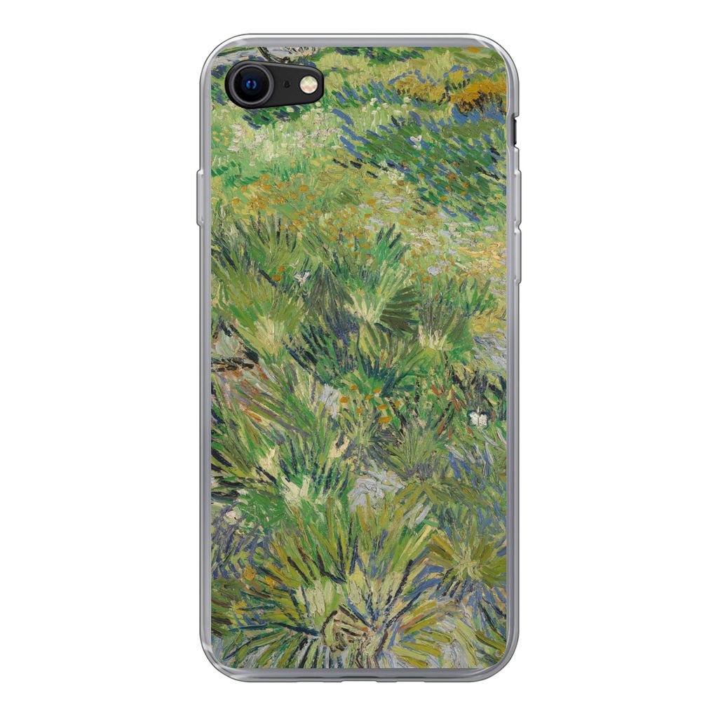 MuchoWow Handyhülle Schutzhülle Hülle für iPhone 7 Grasige Wiese mit Blumen und Schmetterlingen - Vincent van Gogh Silikon Softcase Handy Hü...