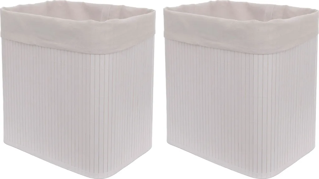 Panier d'étagère blanc en bambou pour organiser votre dressing - 2x