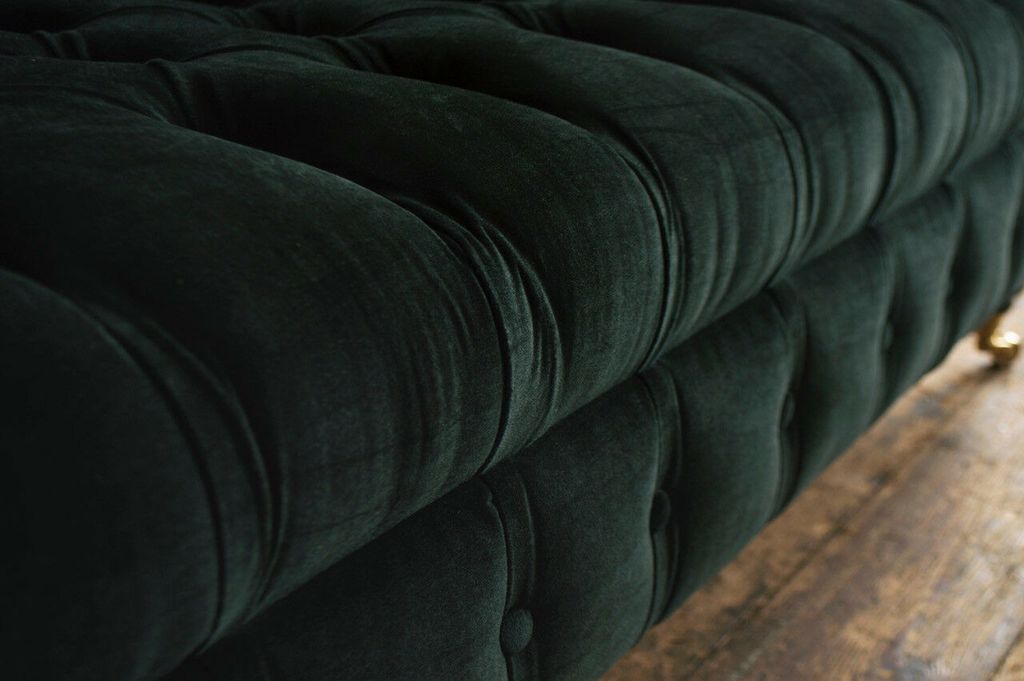 Chesterfield 3 Sitzer Polster Couch Leder Sofa Couchen Textil Modern Stil Grün