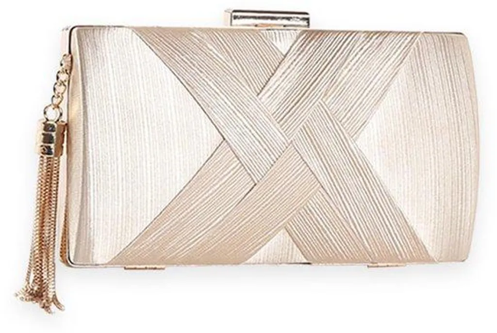Pochette de Soirée Dorée à Franges avec Chaîne Amovible pour Mariage