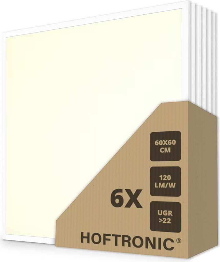 hoftronic LED-Panel 60x60 cm 36 W 3000 K 4320 lm UGR22 Philips-Treiber Weiß