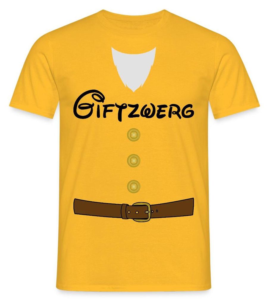Spreadshirt Giftzwerg Sieben Zwerge Karneval-Kostüm für Erwachsene Männer T-Shirt, L, Gelb