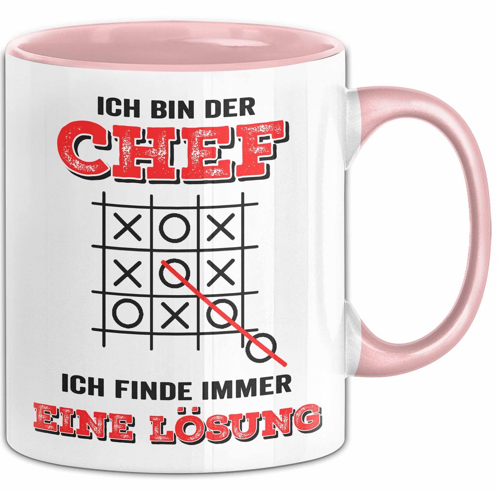 Büroarbeit Kollege Chef Tasse Geschenk Lustige Geschenkidee Spruch Ich Bin Der Chef Ich Finde Immer Eine Lösung (Rosa)