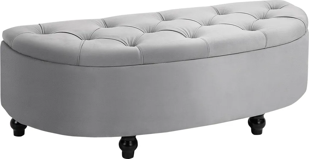 Bout de lit coffre en velours gris pour optimiser le rangement de chambre