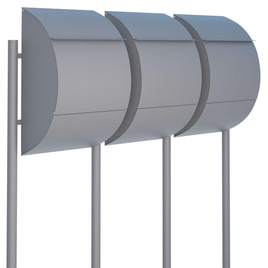 Briefkastenanlage Jumbo for Three in Grau Metallic Produktbild 