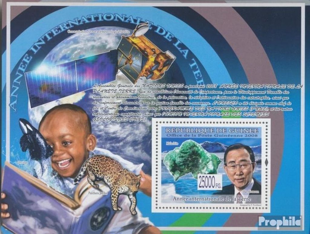Briefmarken Guinea 2008 Mi Block 1588 (kompl. Ausgabe) postfrisch Ban Ki-moon, Mineral Malachit
