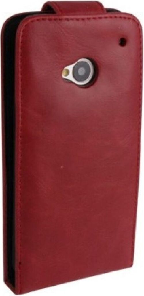 Schutzhülle Flip Tasche für Handy HTC One M7 Dunkelrot