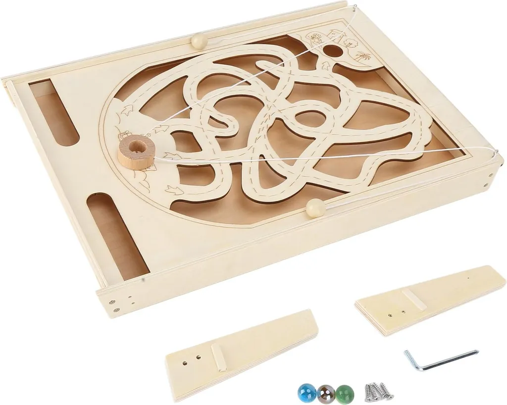Jeu de labyrinthe en bois pour enfant et puzzle flipper éducatif 2 en 1