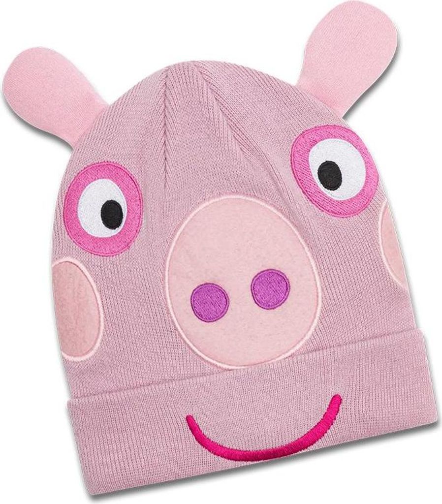 Koaa rosa Peppa Wutz Mascot Beanie mit Ohren in rosa