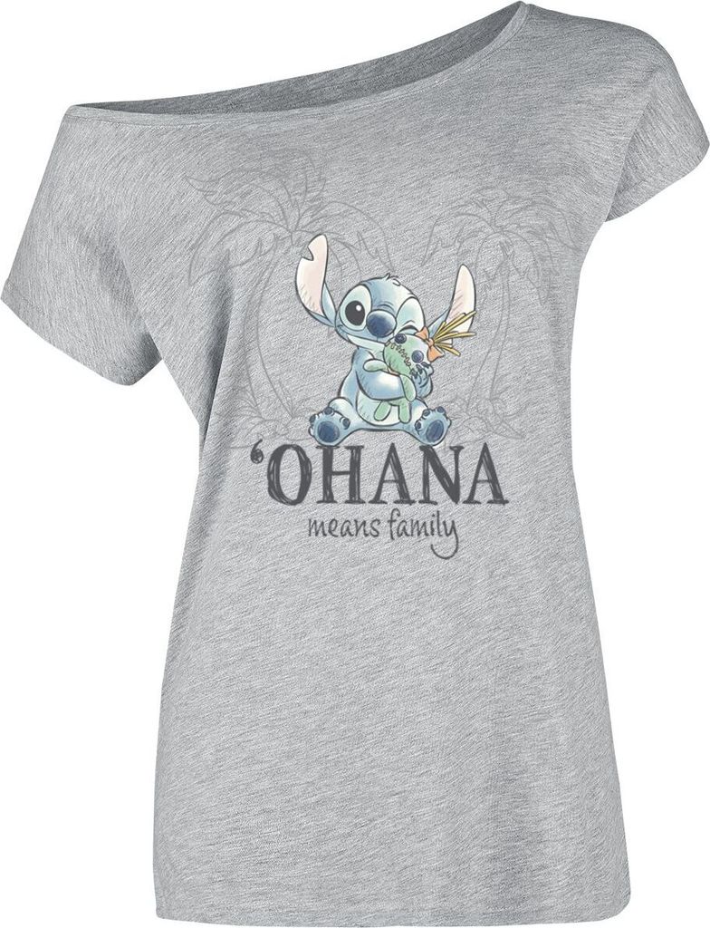 Lilo & Stitch T-Shirt Damen Ohana Tropical grau L