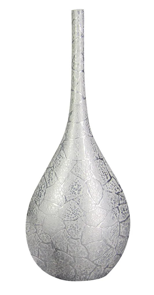 Grand vase de sol argenté 54cm - Objet d'art moderne pour salon chic
