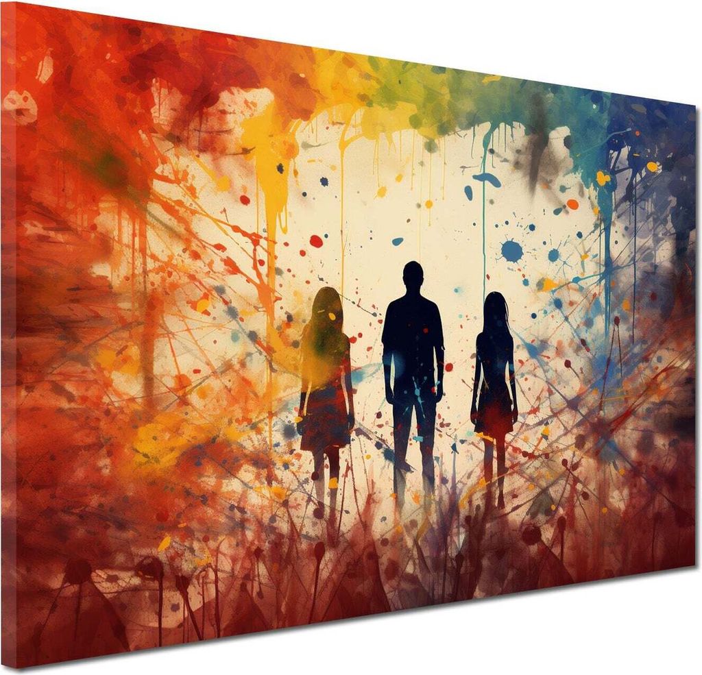 3 Schatten Colour Splatter Wandbild Pop Art Leinwandbild Kunstdruck Wanddeko: 90x60x2cm