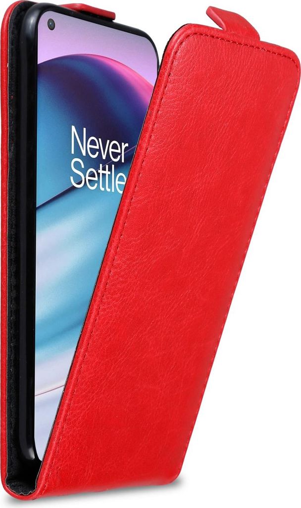 Cadorabo Hülle für OnePlus Nord CE 5G Schutz Hülle in Rot Flip Etui Handyhülle Case Cover