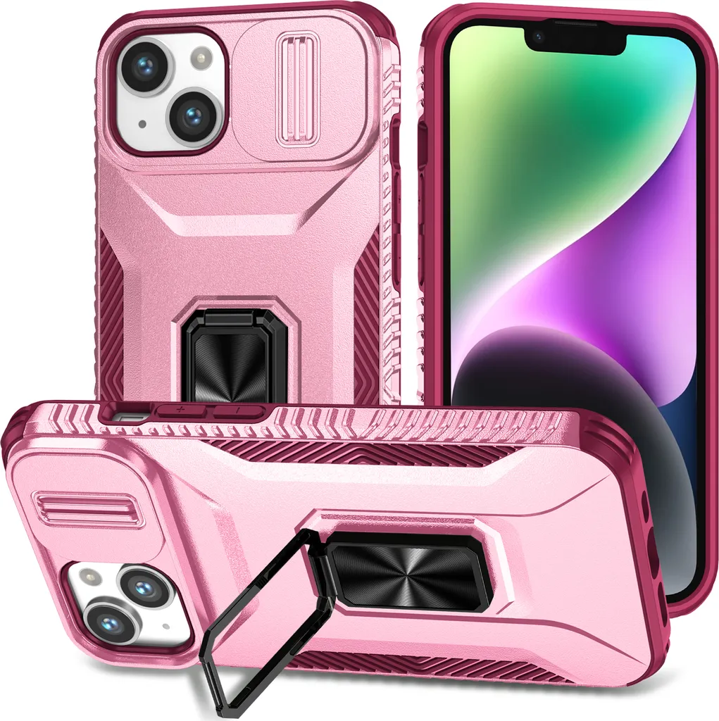 Cover iPhone 12/13 Mini Protezione Militare Slide Camera Rosa