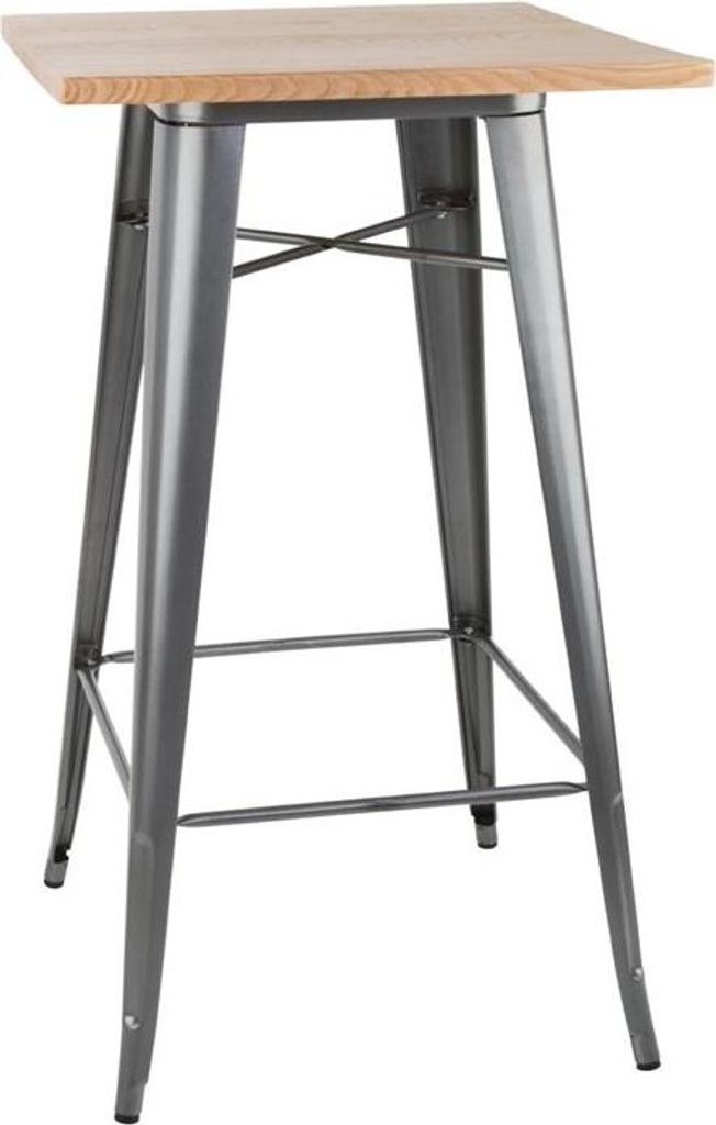 Bolero Bistro Bartisch mit Holzplatte grau