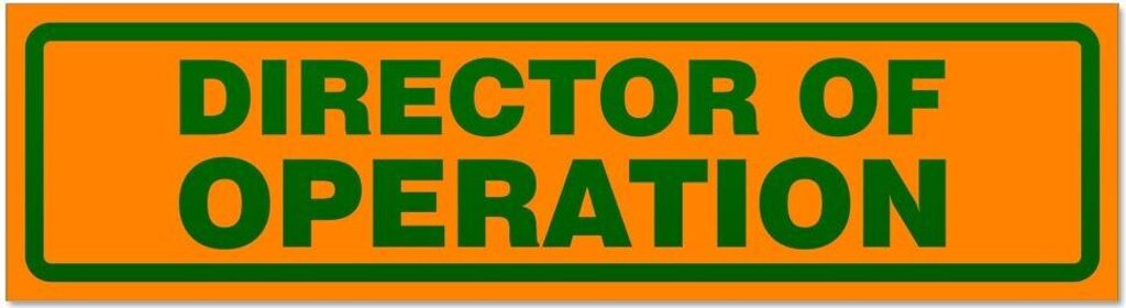 Director of Operation invertiert - Hinweis Aufkleber Sticker für Auto, Kfz, Fahrrad, PKW, LKWOrange - Grün - 60 x 16 cmDirector of Operation inve...